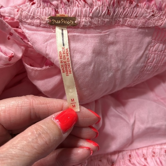 Free People Gabby Mini Dress Pink Floral Print A Line Pockets Sz M NEW - Picture 13 of 15